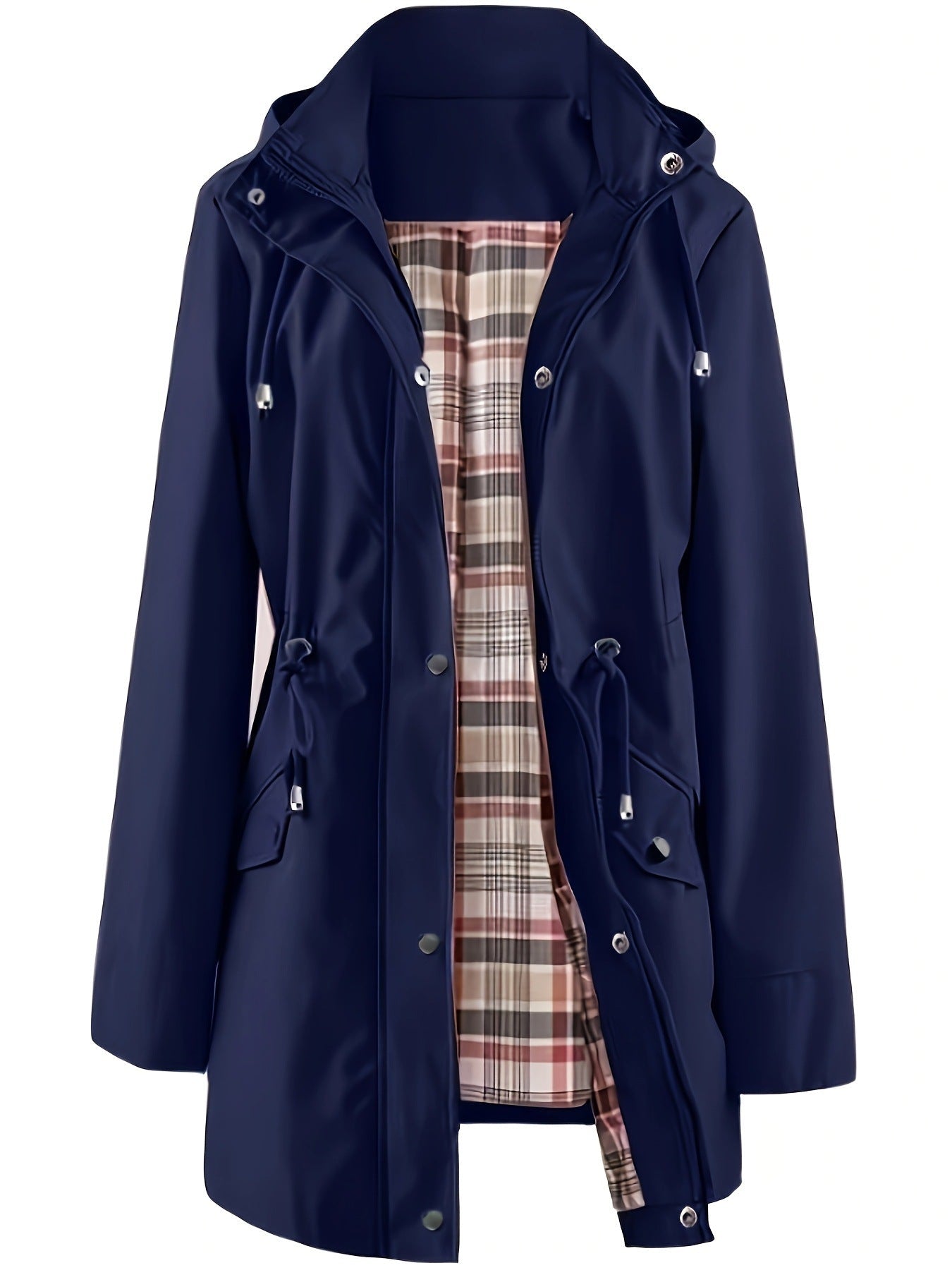 Chaquetas Casual de Color Sólido, Impermeables y Cortavientos con Capucha