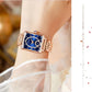 Reloj de Mujer Cuadrado a la Moda con Diamantes Sintéticos en Oro Rosa