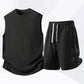 Set de camiseta de tirantes y pantalones cortos deportivos casuales para hombre
