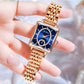 Reloj de Mujer Cuadrado a la Moda con Diamantes Sintéticos en Oro Rosa