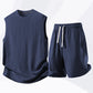 Set de camiseta de tirantes y pantalones cortos deportivos casuales para hombre