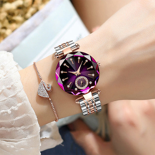 Reloj de Acero Inoxidable Brillante e Impermeable de Lujo para Mujer