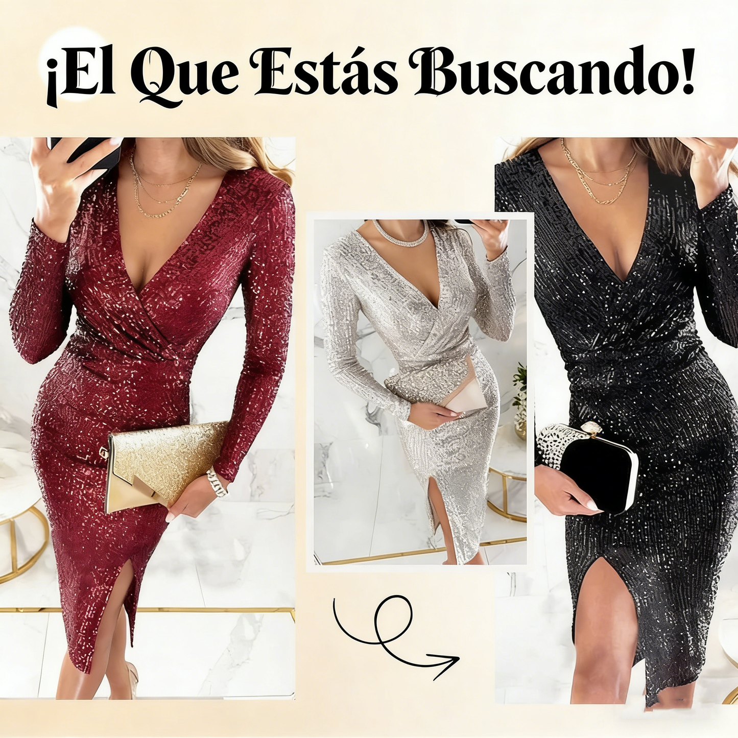 🎅🎄¡Oferta Navideña con 60% DE DESCUENTO!🔥✨¡NUEVA LLEGADA!✨ Vestido Ajustado de Lentejuelas Sexy