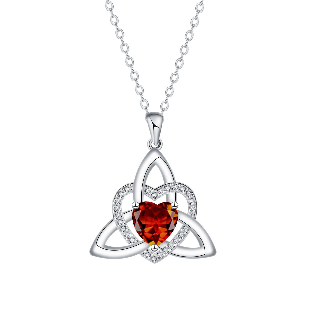 Collar de Corazón con Nudo Celta de la Trinidad✨ Dije de Piedra de Nacimiento