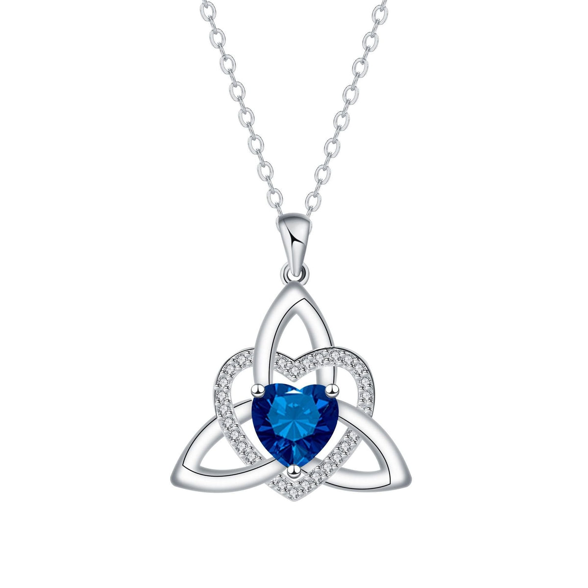 Collar de Corazón con Nudo Celta de la Trinidad✨ Dije de Piedra de Nacimiento
