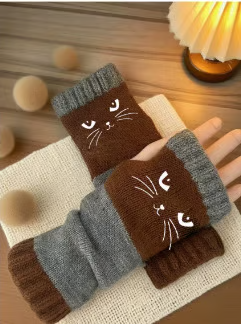 🎁COMPRA 1 Y LLÉVATE 1 GRATIS🐱Guantes Tejidos Sin Dedos con Motivo de Gato