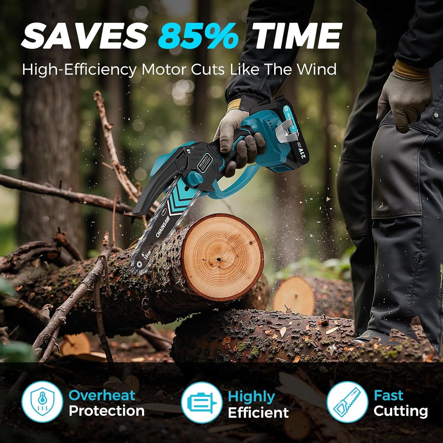 🔥Promoción por Tiempo Limitado 55% OFF🔥Motosierra Mini Inalámbrica de 6 Pulgadas con 2 Baterías