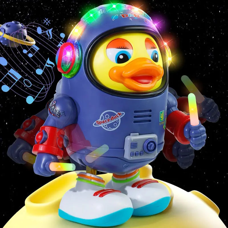 ⏳Oferta por Tiempo Limitado⏰Pato Espacial Bailarín de Juguete - Luces LED y Música Interactiva con Sensor Solar 🌟🚀