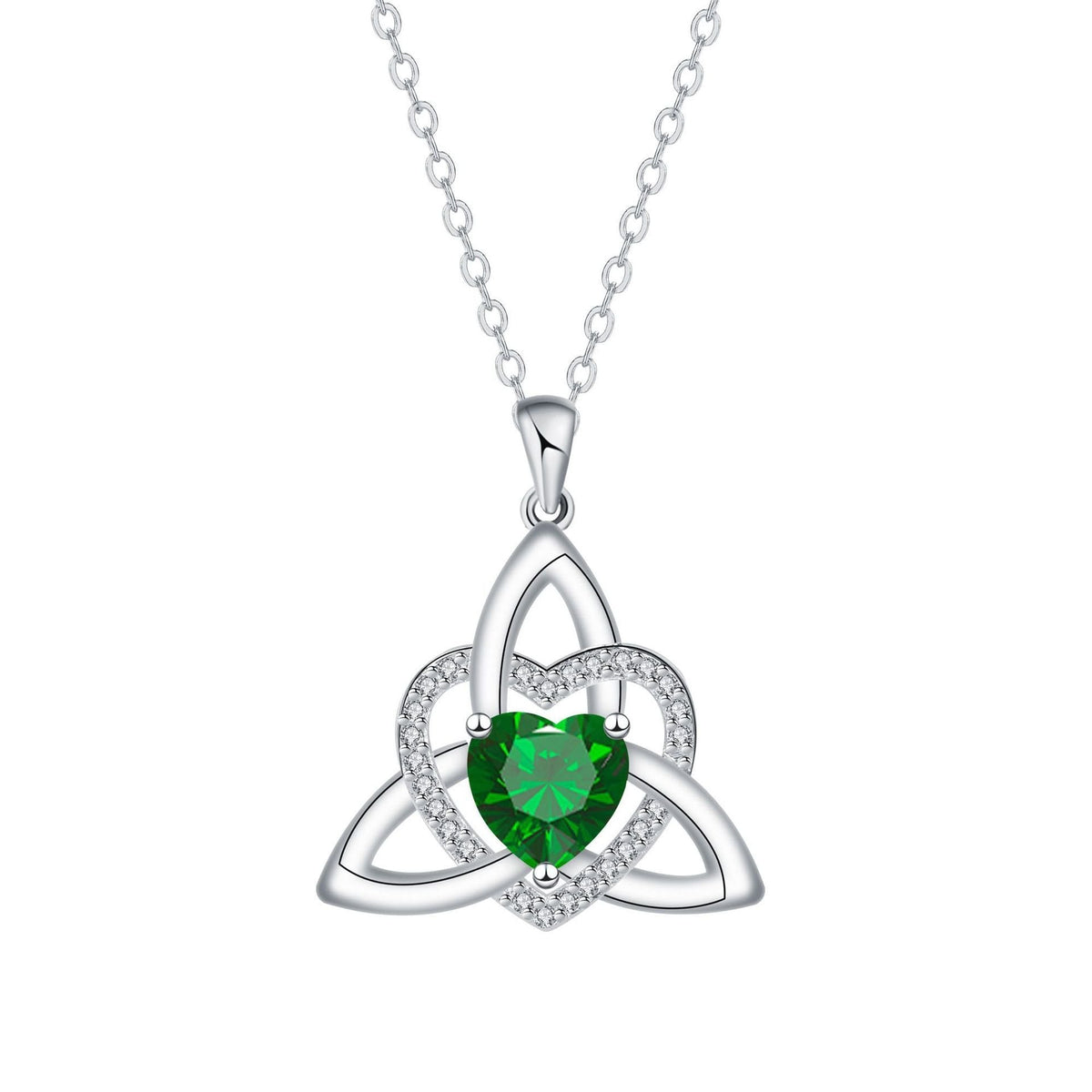 Collar de Corazón con Nudo Celta de la Trinidad✨ Dije de Piedra de Nacimiento