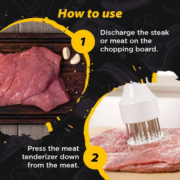 🥩 Ablandador de Carne de Acero Inoxidable – 21 Agujas, Marinado Rápido, Fácil de Limpiar 🔪
