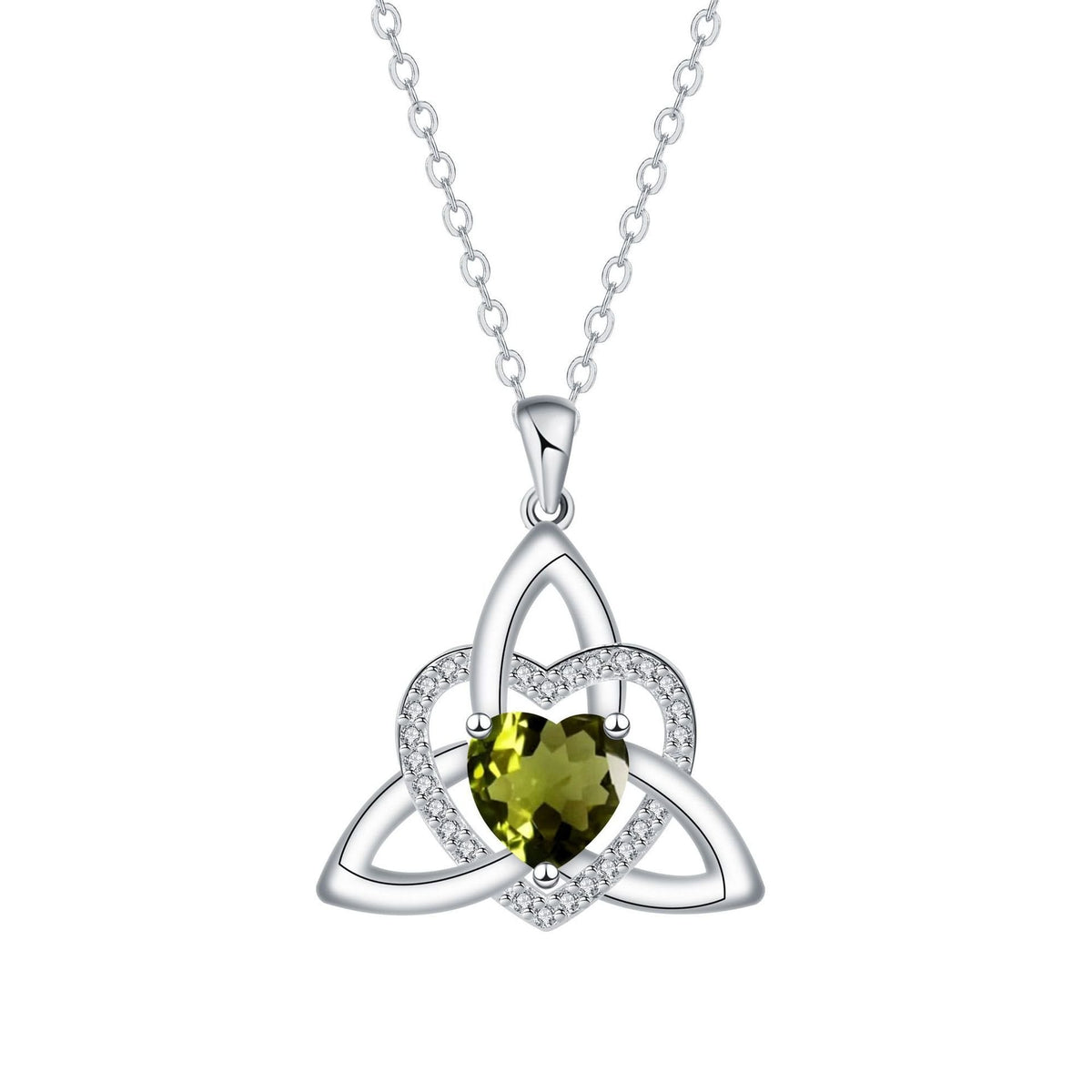 Collar de Corazón con Nudo Celta de la Trinidad✨ Dije de Piedra de Nacimiento
