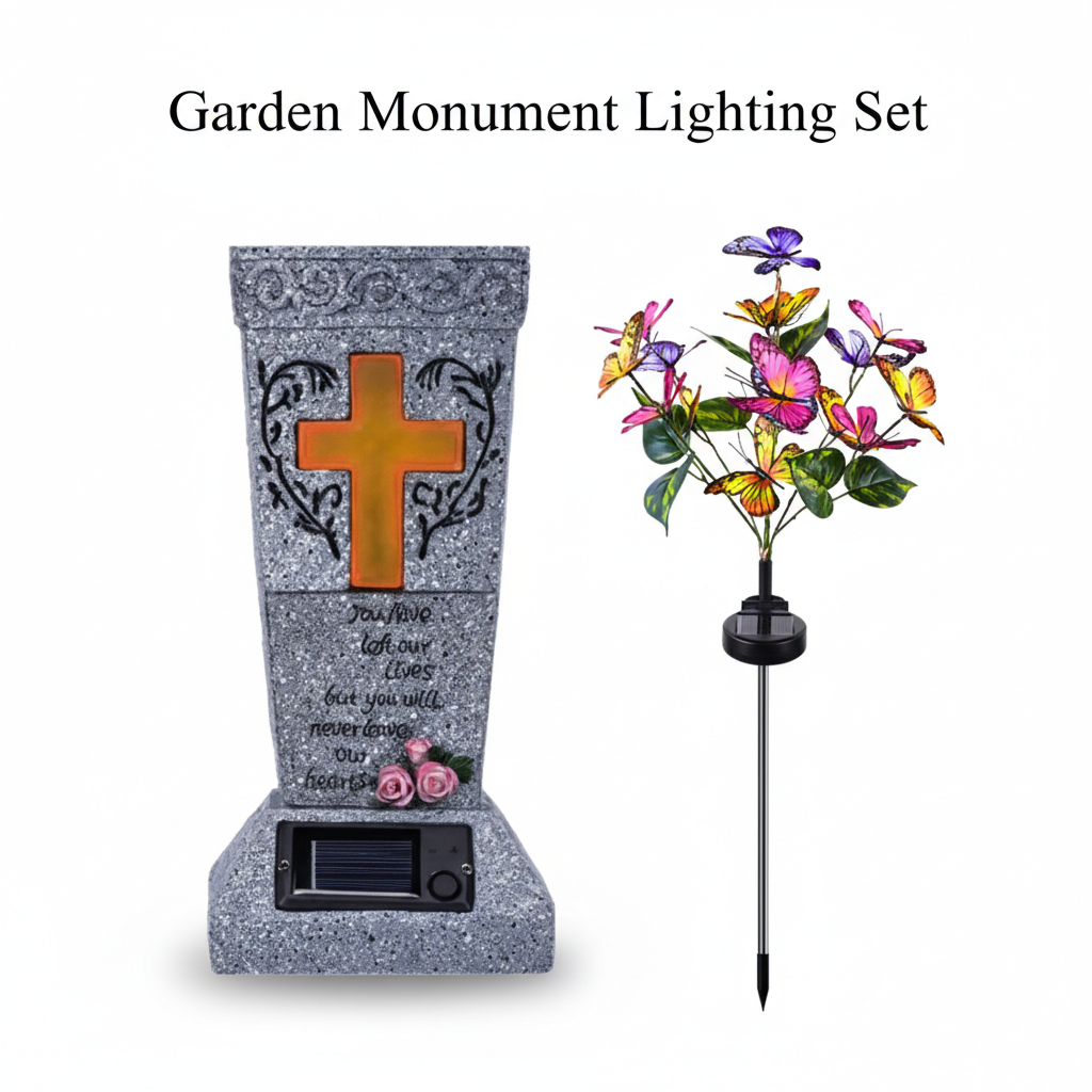 🔥🎁¡Novedad 50% DE DESCUENTO!💥 Jarrón Solar LED para Tumbas con Estaca – Soporte Floral Conmemorativo