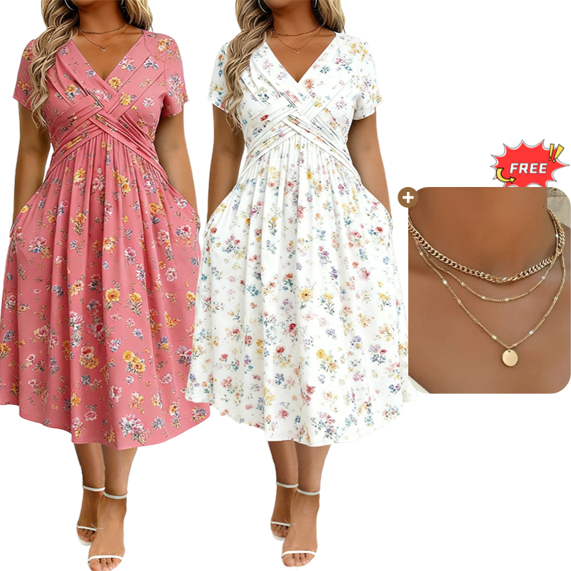👗🔥 ¡OFERTA 50% OFF! Vestido Floral de Mujer con Escote en V – Elegante, Favorecedor y Perfecto para Cualquier Ocasión ✨