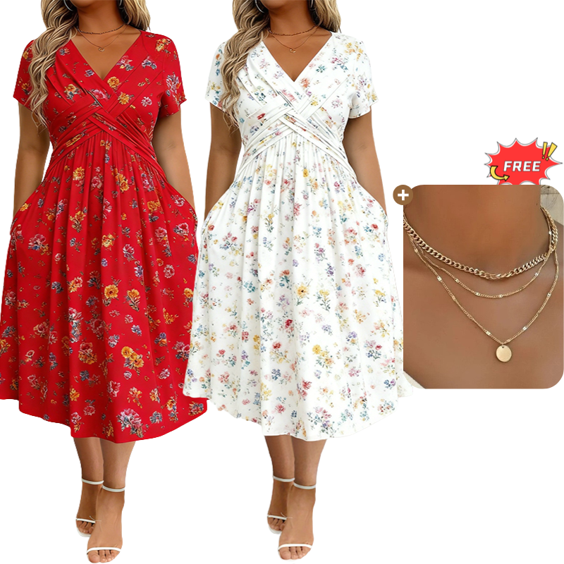 👗🔥 ¡OFERTA 50% OFF! Vestido Floral de Mujer con Escote en V – Elegante, Favorecedor y Perfecto para Cualquier Ocasión ✨