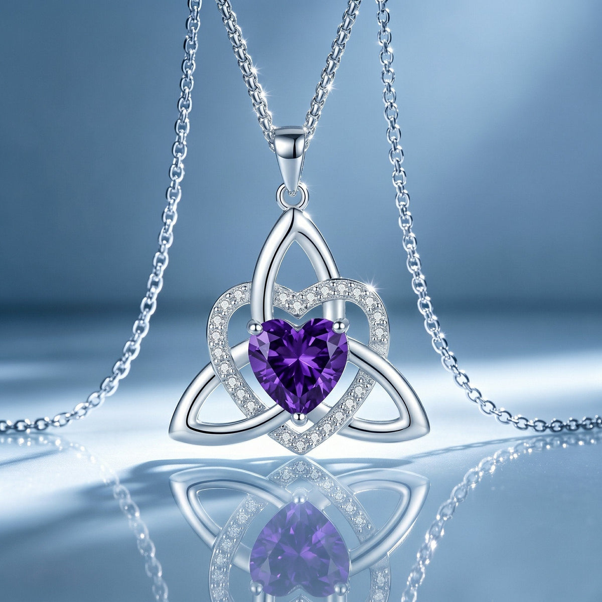 Collar de Corazón con Nudo Celta de la Trinidad✨ Dije de Piedra de Nacimiento