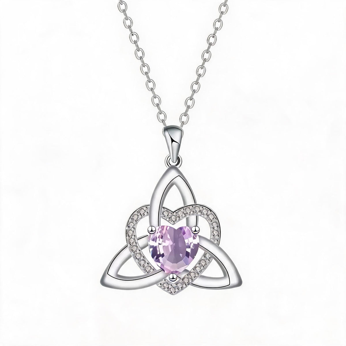 Collar de Corazón con Nudo Celta de la Trinidad✨ Dije de Piedra de Nacimiento