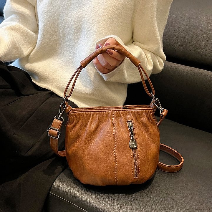 🔥Tu compañero diario: Bolso Bucket de piel suave con detalles plisados | Elegancia relajada para el día a día 🔥