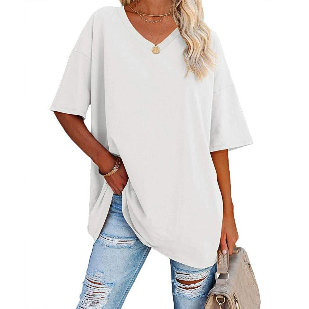 👕 LIMITED-TIME 50% OFF! 💥 Women's Casual Loose V-Neck T-Shirt – Soft, Breathable, Flowy Hem ✨