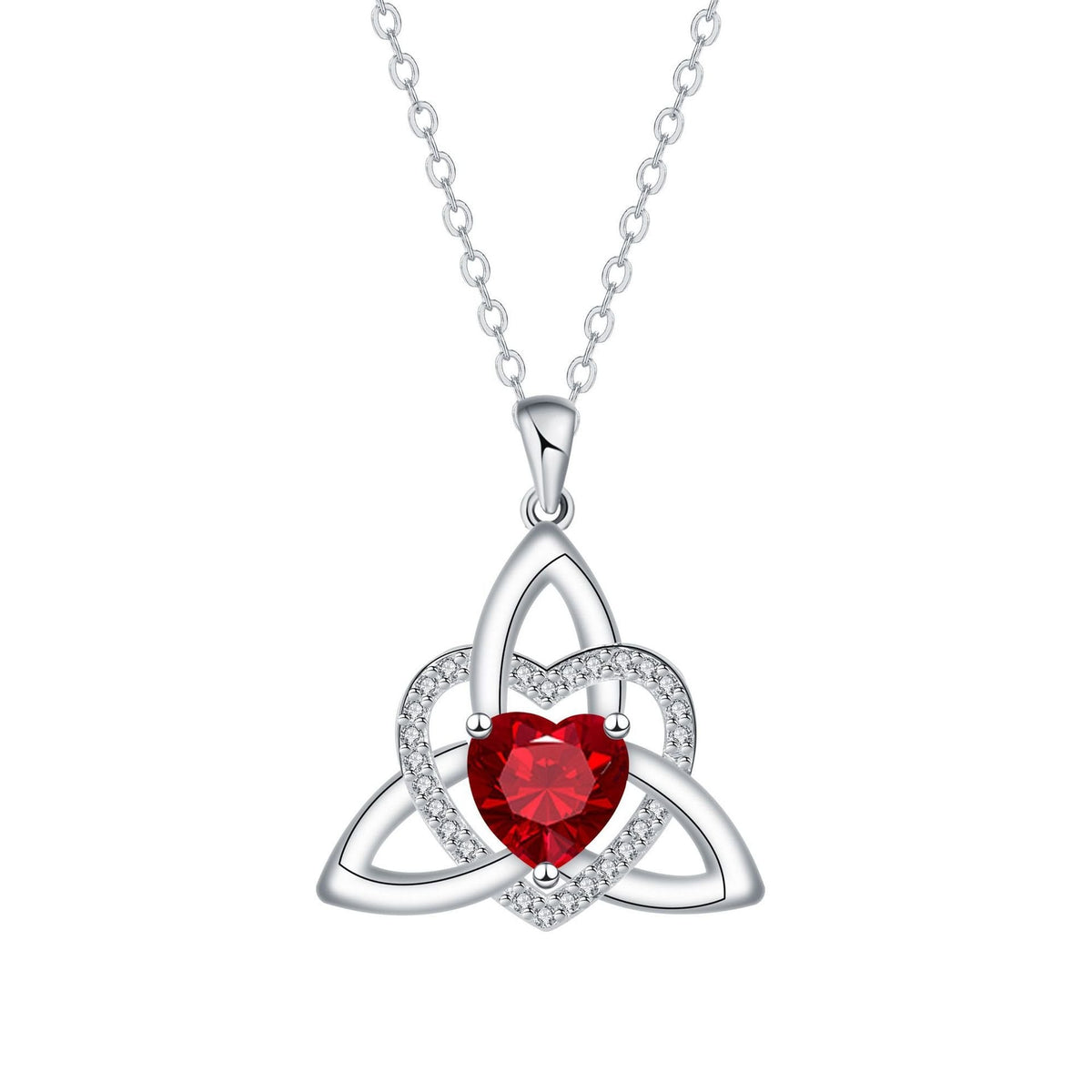 Collar de Corazón con Nudo Celta de la Trinidad✨ Dije de Piedra de Nacimiento