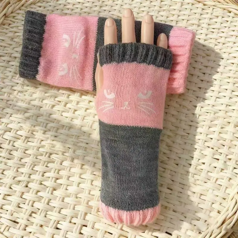 🎁COMPRA 1 Y LLÉVATE 1 GRATIS🐱Guantes Tejidos Sin Dedos con Motivo de Gato