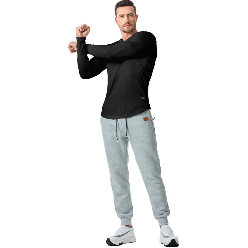 💗PROMOCIÓN DEL ÚLTIMO DÍA - 54% DE DESCUENTO Cuello en V Longline Canalé Camisetas Manga Larga Gimnasio Entrenamiento Atlético Ropa de Hombre Tops