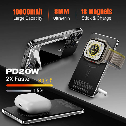 🔋✨Cargador Magnético Profesional para Viajeros y Profesionales 🧲 | Cable 20W e Inalámbrico 15W | 10.000 mAh | Envío Rápido💥