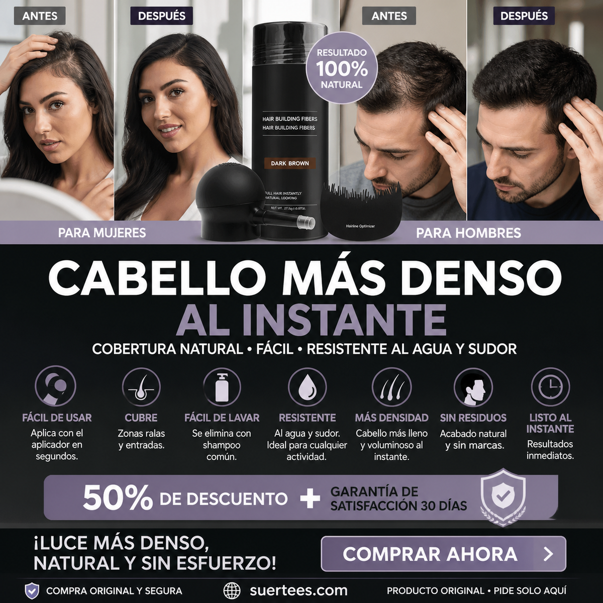 🔥Kit de fibras de construcción del cabello para el adelgazamiento del cabello y calvicie