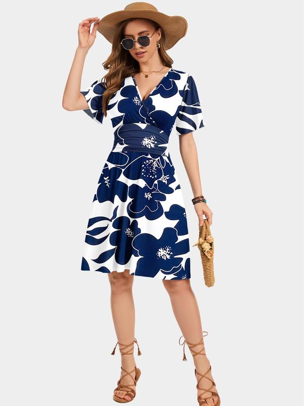 💃Oferta de Verano 2026 49% DESCUENTO🌈Vestido de Verano Sexy para Mujer con Mangas con Volantes, Escote en V Floral y Bolsillos