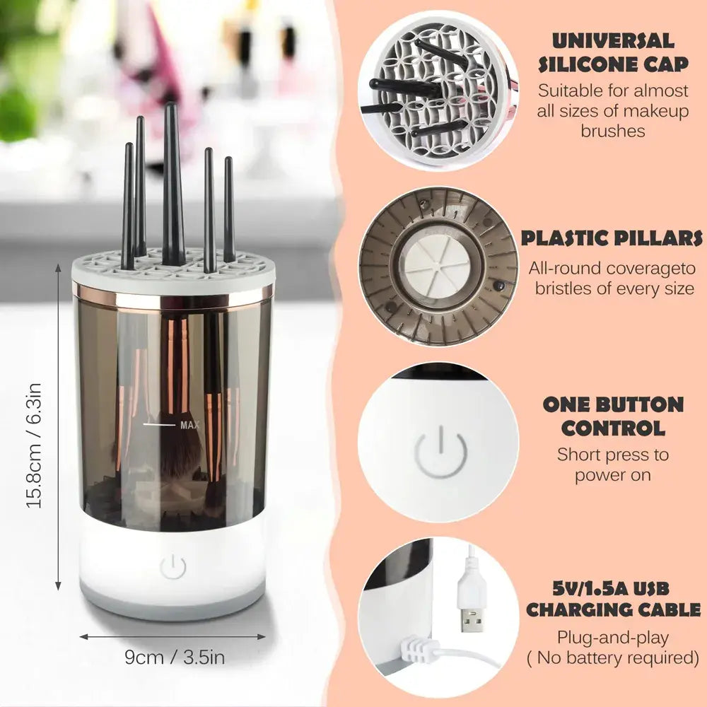 Regalo Perfecto-Limpia Brochas de Maquillaje Eléctrico Recargable