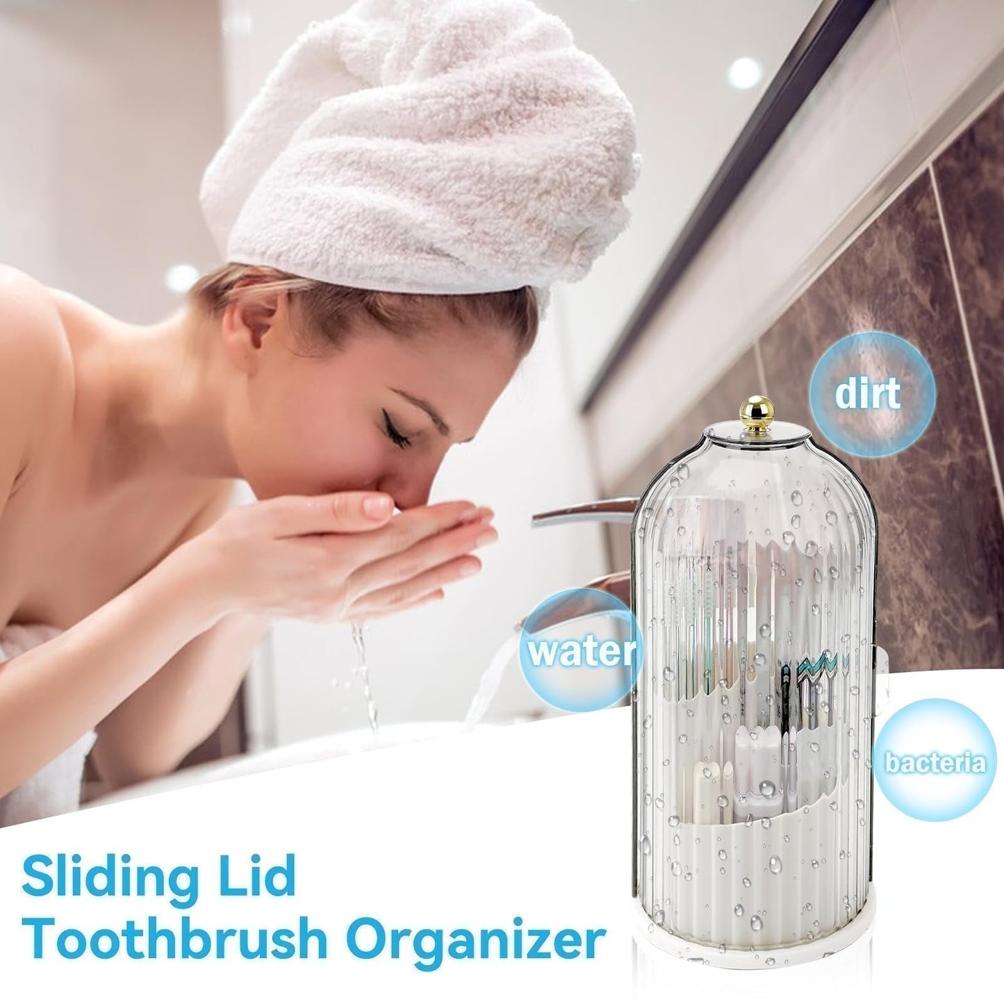 🦷🔥 ¡50% DE DESCUENTO! Organizador Giratorio 360° para Baño – Compacto, Higiénico y con Espacio para Cepillos/Cosméticos 🚿