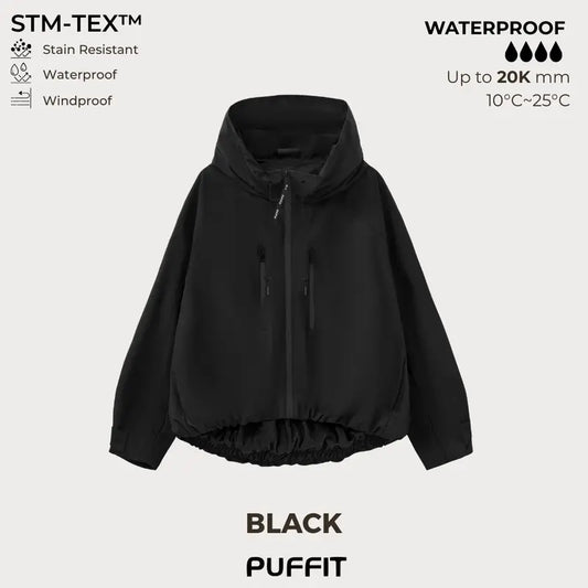 📢📢¡50% DE DESCUENTO! ⏰ Chaqueta Impermeable Oversized de Ala Ancha con Capucha, Dobladillo Abullonado y Puños Ajustables