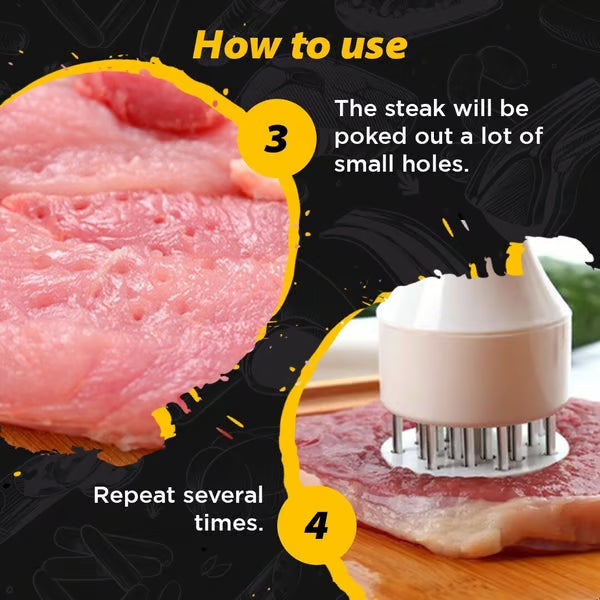 🥩 Ablandador de Carne de Acero Inoxidable – 21 Agujas, Marinado Rápido, Fácil de Limpiar 🔪