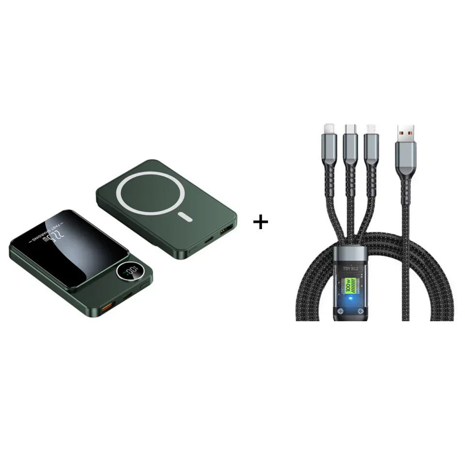 🔋✨Cargador Magnético Profesional para Viajeros y Profesionales 🧲 | Cable 22,5W e Inalámbrico 15W | 10.000 mAh | Envío Rápido💥