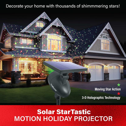 ❆ Luces solares de Navidad ❆ Luces de proyector navideñas con movimiento láser para exteriores StarTastic inalámbricas para vacacione