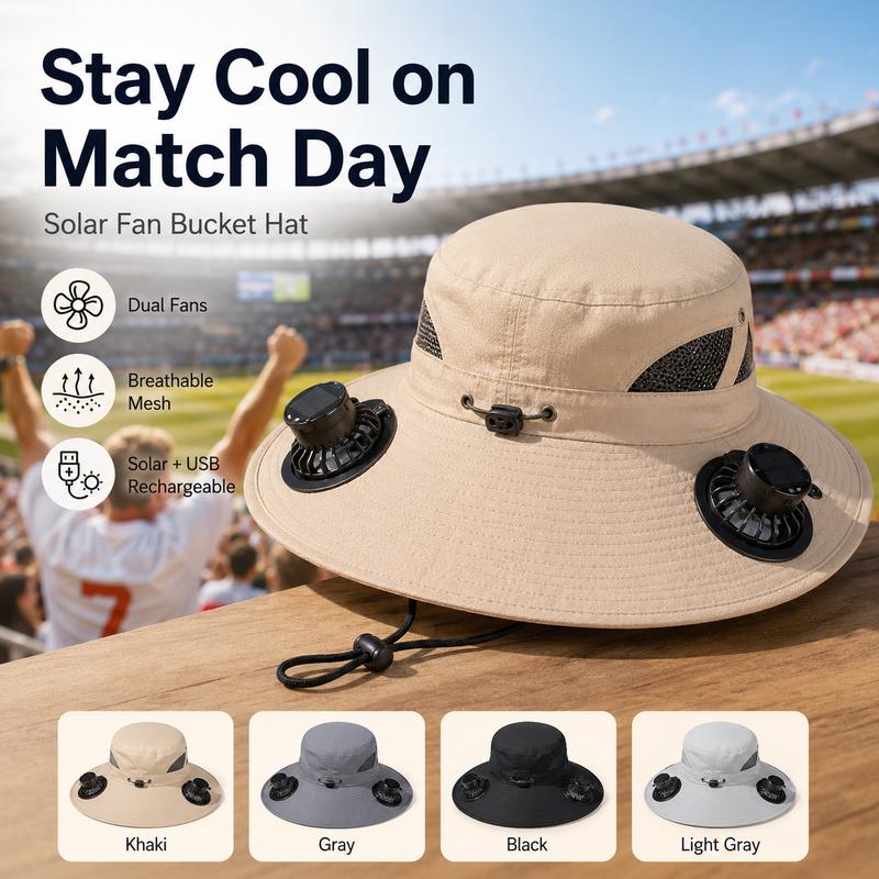 Gorra con Ventilador Refrescante de Verano – Gorra Tipo Cubo Recargable por USB con Ventilador de Circulación de Aire Integrado, Protección Solar para Senderismo, Pesca, Camping, Playa y Aventuras al Aire Libre