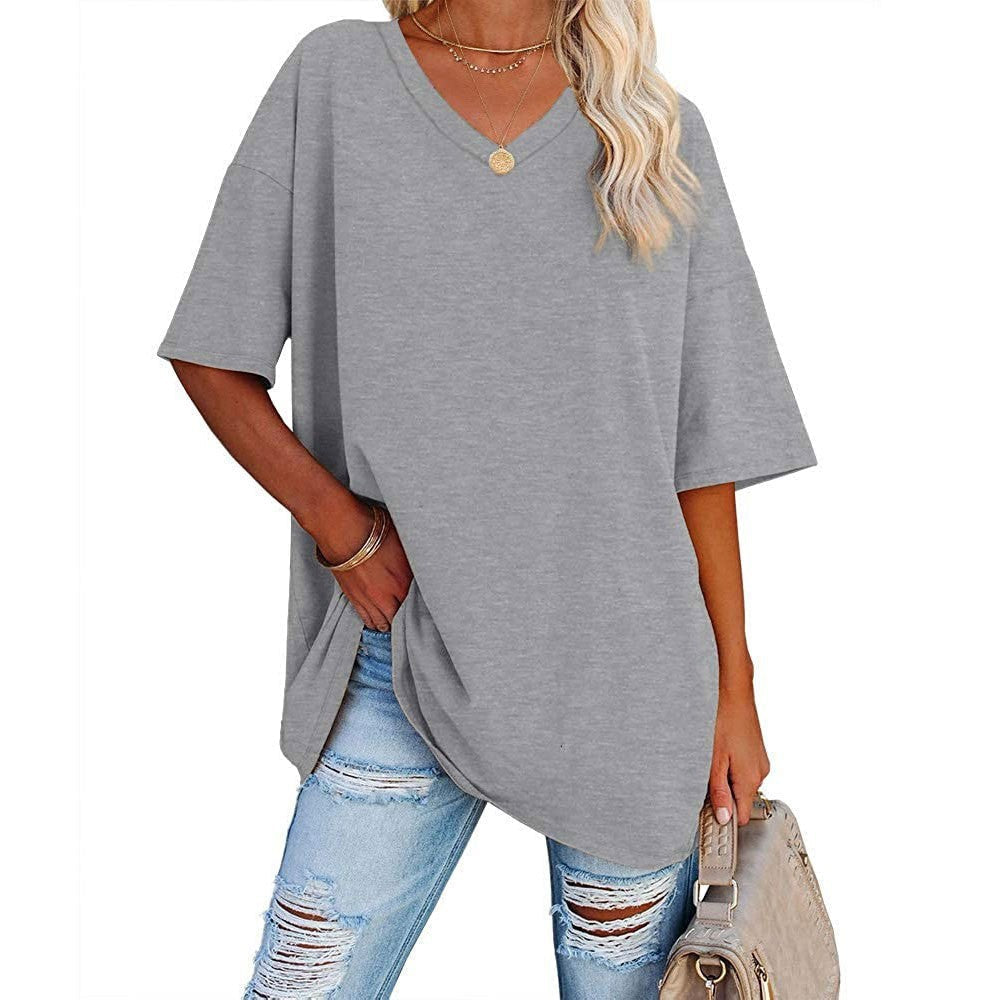 👕 LIMITED-TIME 50% OFF! 💥 Women's Casual Loose V-Neck T-Shirt – Soft, Breathable, Flowy Hem ✨