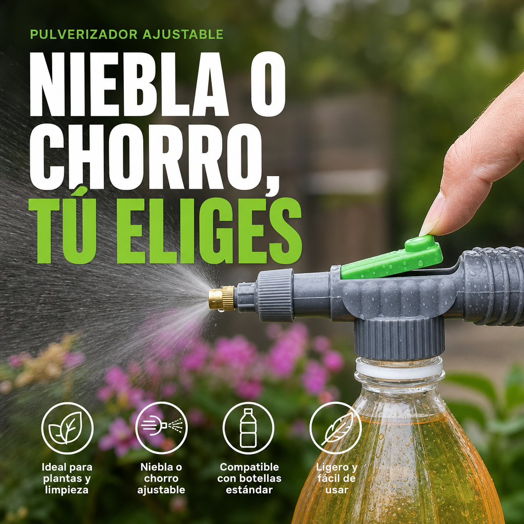 Pulverizador Manual para Botella con Boquilla Ajustable
