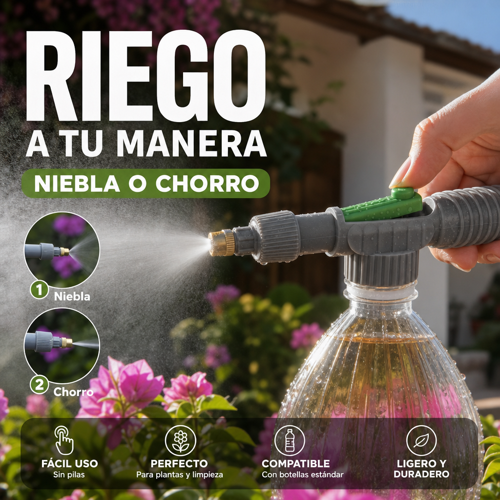 Pulverizador Manual para Botella con Boquilla Ajustable