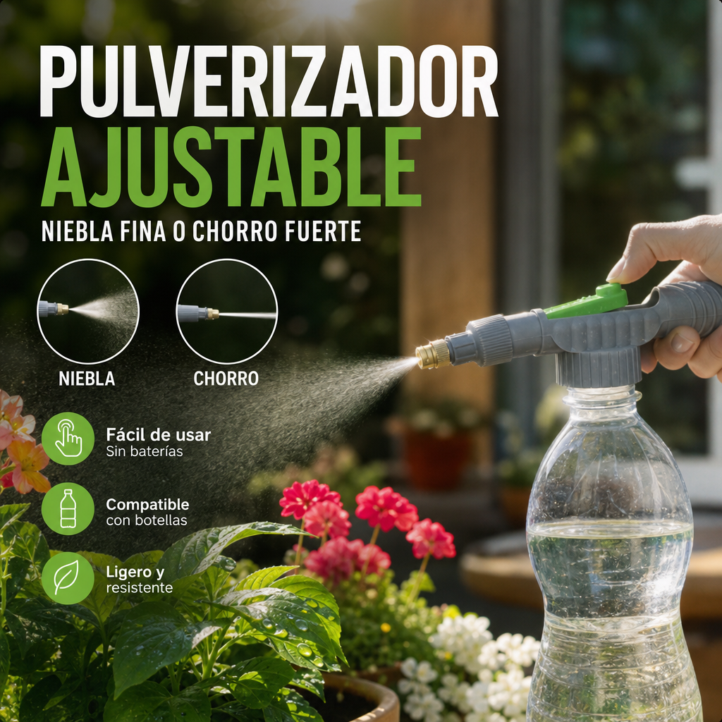 Pulverizador Manual para Botella con Boquilla Ajustable