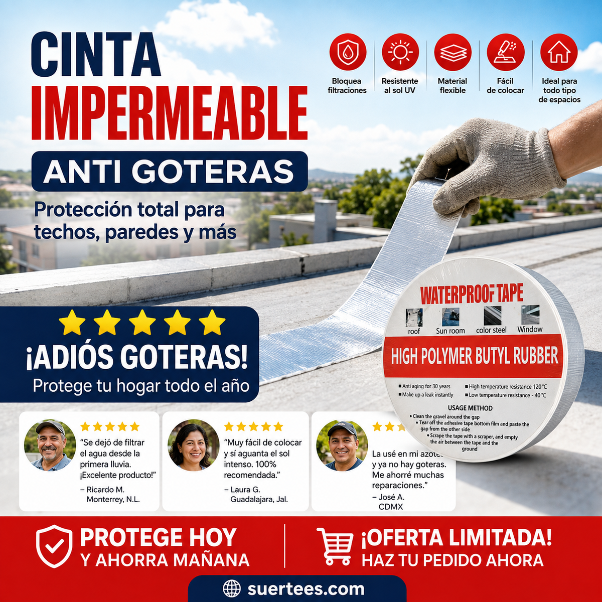 Cinta Impermeable de Papel de Aluminio de Alta Resistencia