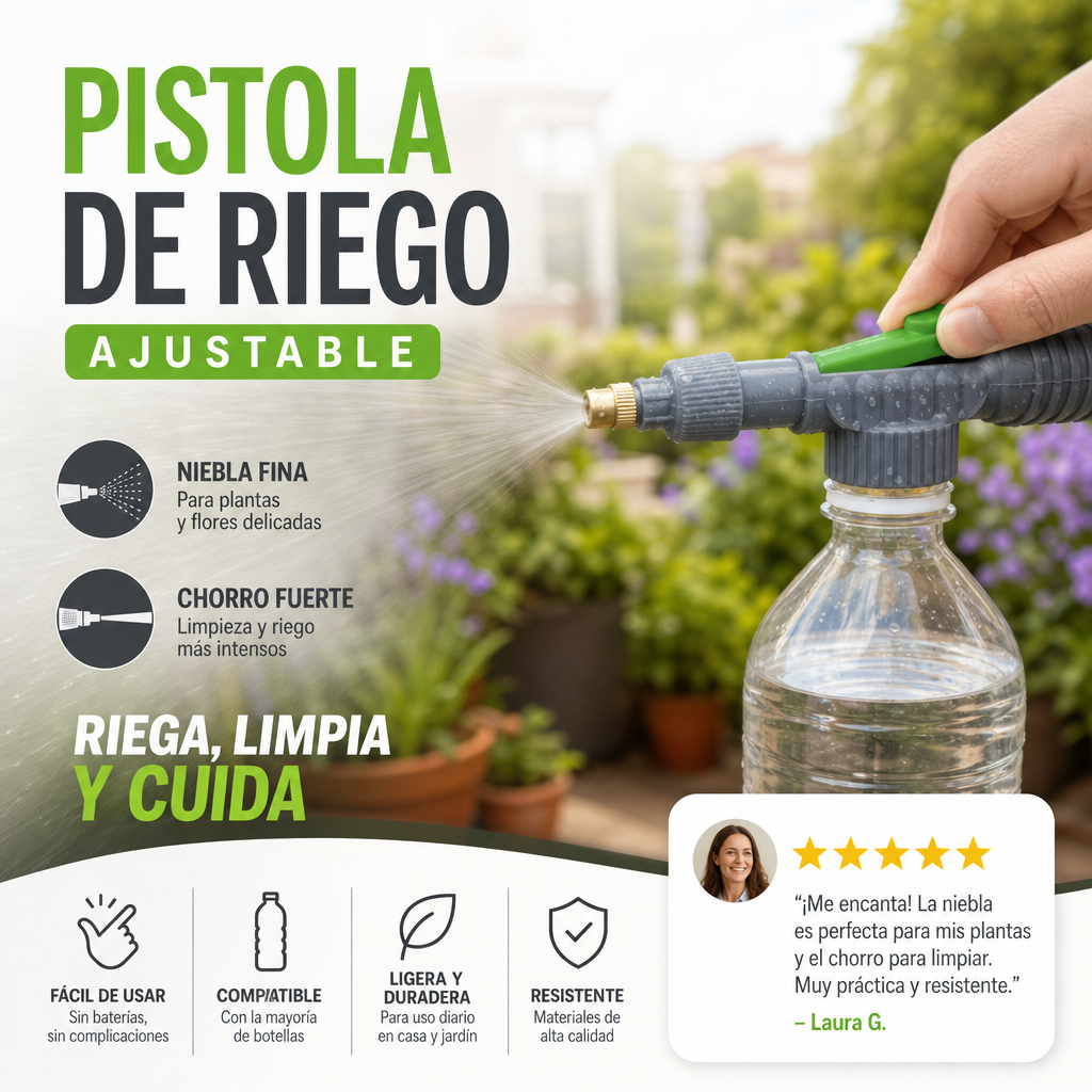 Pulverizador Manual para Botella con Boquilla Ajustable