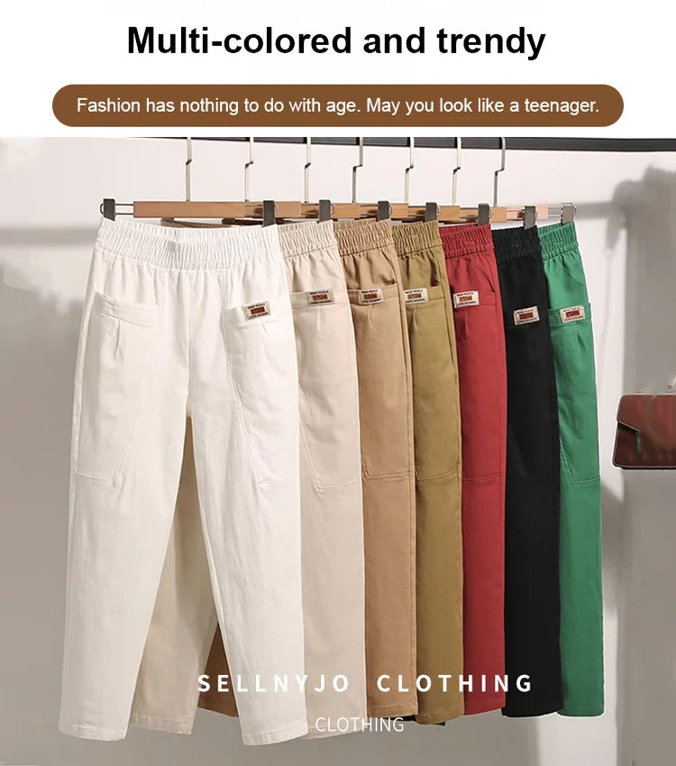 🎁Envío gratuito al comprar tres!⏳Pantalones Harem de algodón cómodos con cintura elástica para mujer