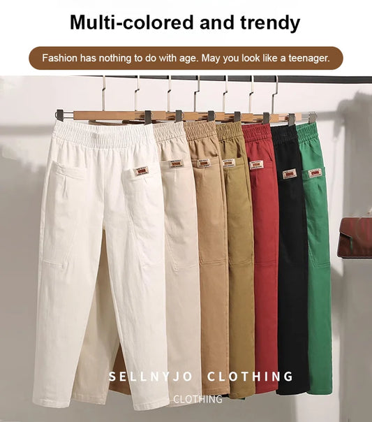 🎁Envío gratuito al comprar tres!⏳Pantalones Harem de algodón cómodos con cintura elástica para mujer
