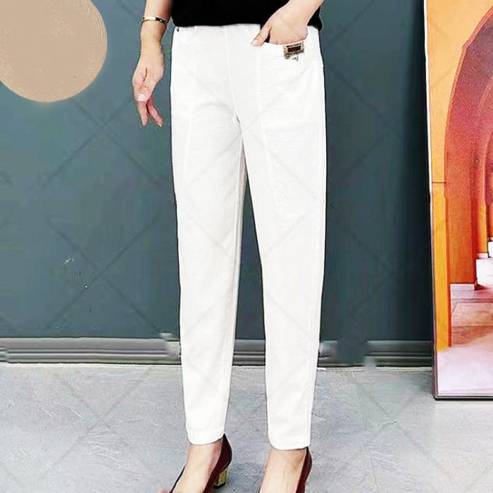 🎁Envío gratuito al comprar tres!⏳Pantalones Harem de algodón cómodos con cintura elástica para mujer