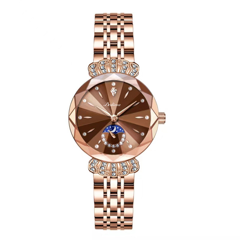 ⏳¡OFERTA RELÁMPAGO! ¡50 % DE DESCUENTO! 🔥Reloj de moda para mujer con diseño de diamantes, luna y estrellas