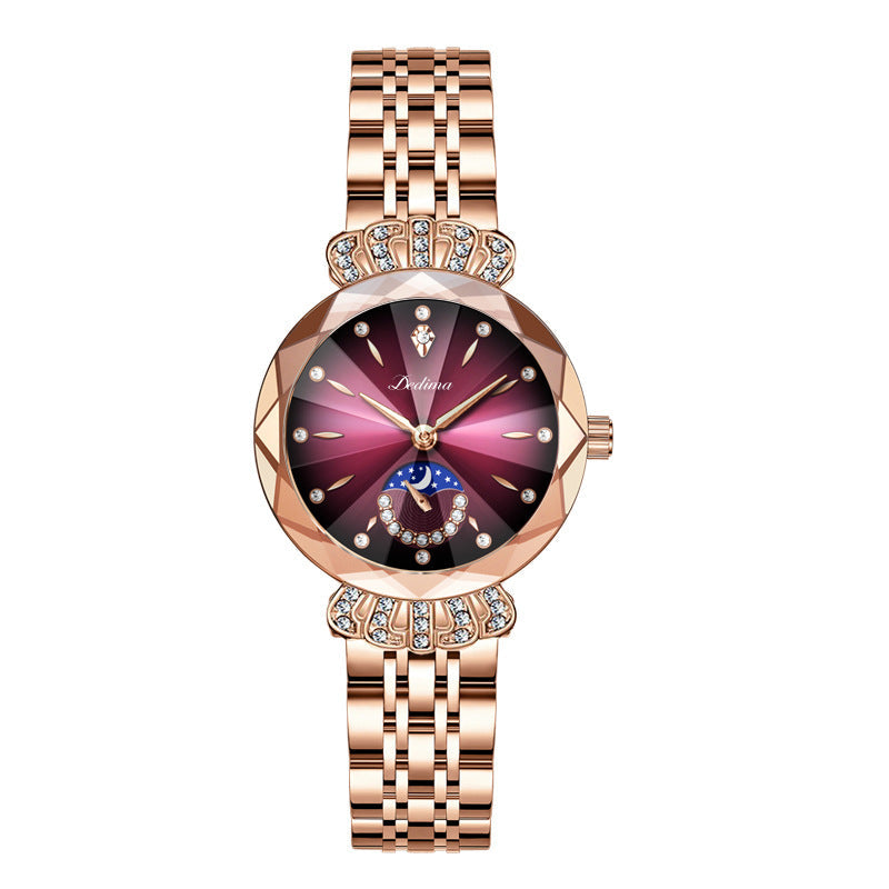 ⏳¡OFERTA RELÁMPAGO! ¡50 % DE DESCUENTO! 🔥Reloj de moda para mujer con diseño de diamantes, luna y estrellas