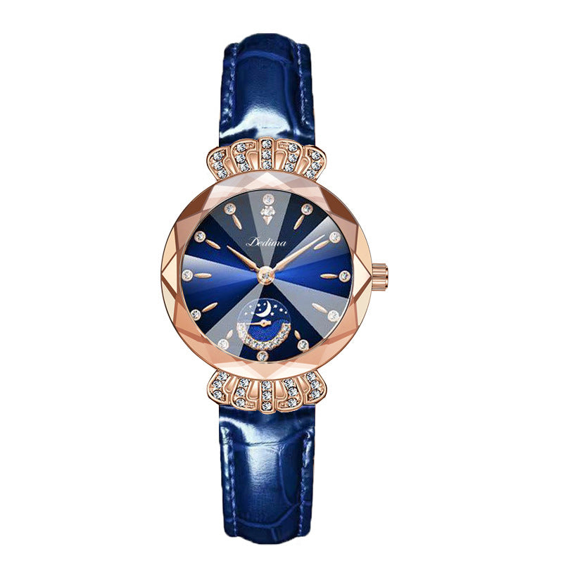 ⏳¡OFERTA RELÁMPAGO! ¡50 % DE DESCUENTO! 🔥Reloj de moda para mujer con diseño de diamantes, luna y estrellas
