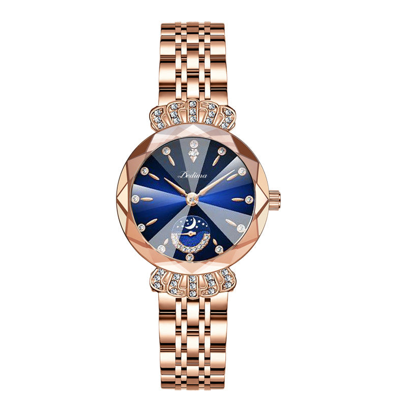 ⏳¡OFERTA RELÁMPAGO! ¡50 % DE DESCUENTO! 🔥Reloj de moda para mujer con diseño de diamantes, luna y estrellas