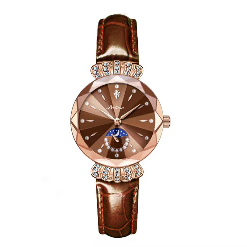 ⏳¡OFERTA RELÁMPAGO! ¡50 % DE DESCUENTO! 🔥Reloj de moda para mujer con diseño de diamantes, luna y estrellas