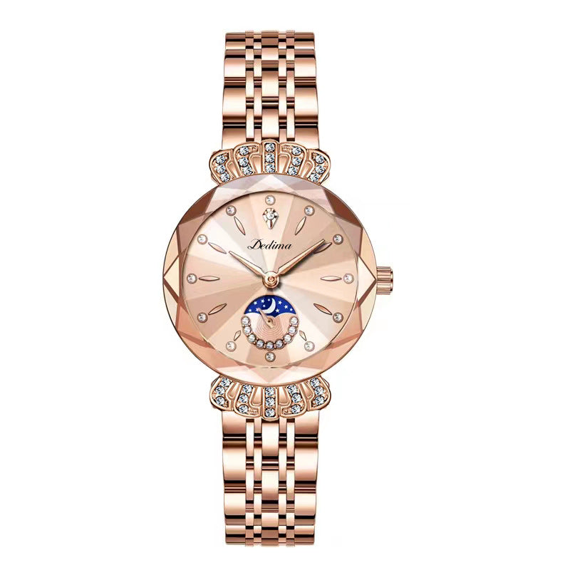 ⏳¡OFERTA RELÁMPAGO! ¡50 % DE DESCUENTO! 🔥Reloj de moda para mujer con diseño de diamantes, luna y estrellas